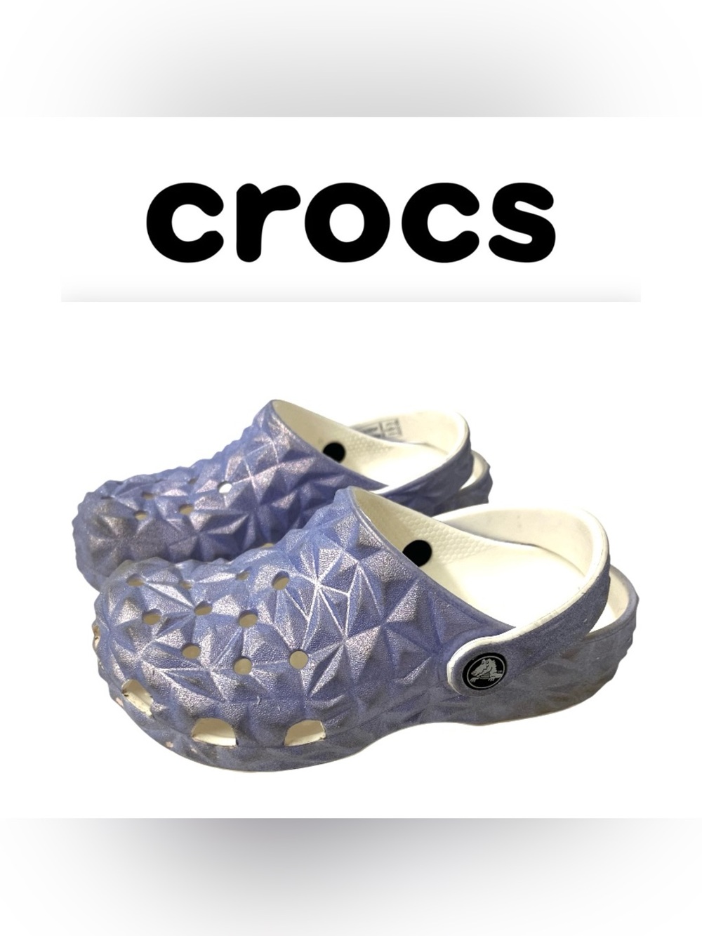 CROCS - Kids Girls Size 1 (J1) Shimmering Purple Raised 3D Pattern